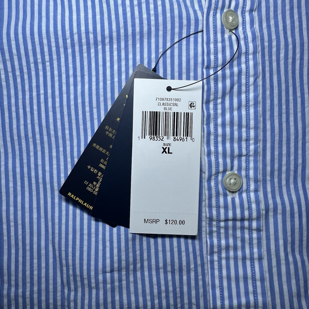 Polo Ralph Lauren Men's RL Untucked Fit Preppy Seersucker Striped Shirt XL NWT - Picture 7 of 10